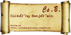 Csikány Benjámin névjegykártya
